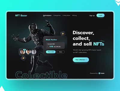 NFT Bazar UI Design 💎 branding clean ui collectible cryptocurrency design designer designs icon illustration minimalism modern design nft typography uidesign uidesigns uiux uxdesign webdesign webdesigner webdevelopment