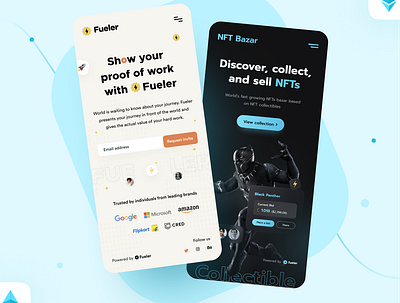 Fueler & NFT Bazar UI Design app design app ui branding clean ui collectibles creatiivity crypto app dark mode dark theme design nft responsive design ui ui desi ui design uiux ux ux designer web app web design