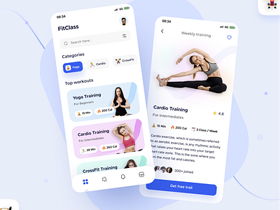 FitClass App UI Design 🏋️‍♀️