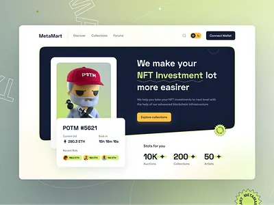 MetaMart UI Design blockchain clean design crypto design design figma landing page design minimal design modern design nft nft marketplace nft ui product design trending design ui uiux ux uxdesign web3 design webdesign