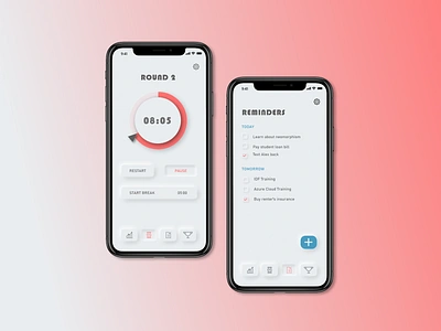 Pomodoro Method adobe adobe xd app design interface mobile mobile design mobile ui neomorphic neomorphism photoshop pomodoro timer timer app ui uiux ux