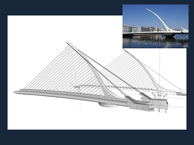 Samuel Beckett Bridge 3d 3d model 3d modeling adobe adobe xd architecture design rhino rhinoceros