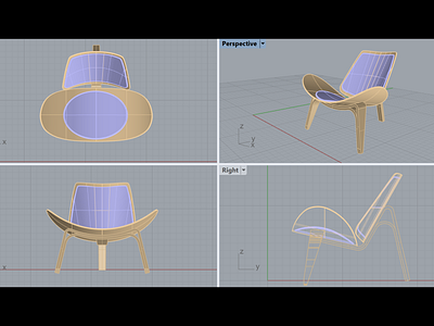 Hans Wegner Shell Chair 3d design 3d model 3d modeling adobe xd design interior design rhino rhinoceros