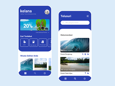 Kelana - Simple Travel App app blue design interface minimalist mobile ui