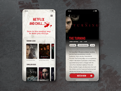 Daily UI - 028. TV App 100 challenge 100 ui challenge daily ui daily ui challenge halloween halloween app halloween mobile netflix netflix and chill redesign redesigned ui challenge