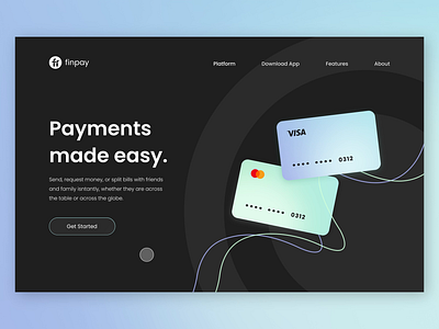 Fintech App Animated Landing Page - Hero Section animation credit card design fintech hero interaction landing page motion design prototyping ui web