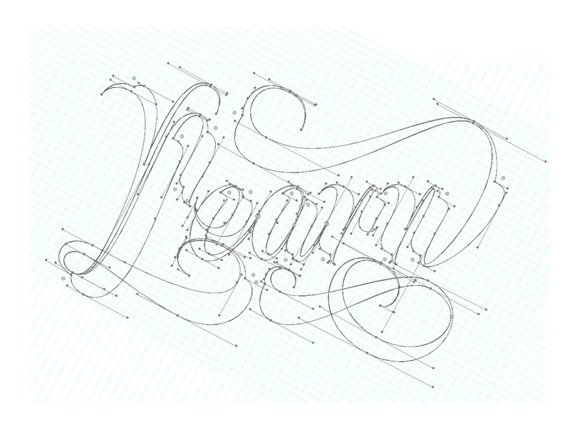 Learn in progress / learning process script bezier glyph swash cursive typeface letters curves vector customtype lettering typography