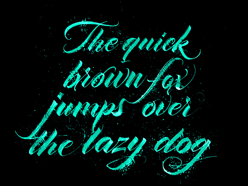 Pangram calligraphy typography lazy dog type expressive rulingpen splatter ink handwriting calligraphy lettering pangram