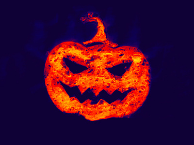 Spooky pumpkin brush carved flow ghost grunge halloween horror hunted illustration orange pumpkin purple scary spooky