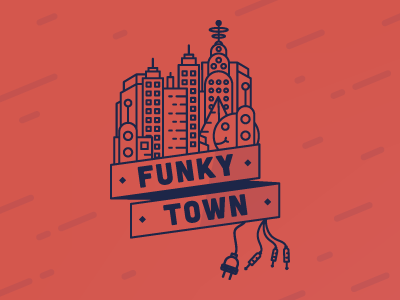 Funky Town brand design flat funky icon illustration line minimal simple town vector