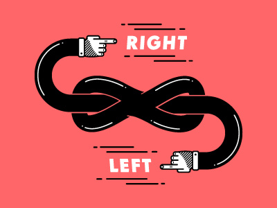 Right and Left cartoon design editorial flat fun hands illustration logo mark right vector