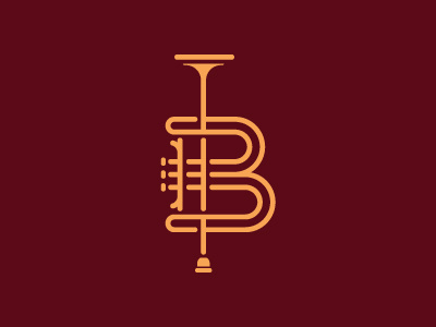 B letter for 36 Days of Type. Day 2. artwork b design flat lettering logo mark project trumpet typography vector vintage