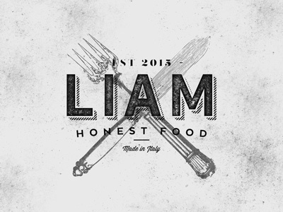 Liam Honest Food antique artwork branding design flat food graphic logo mark vector vintage