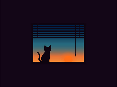 02 Windows project cat illustration illustrator quarantine quarantinelife sunset window windows