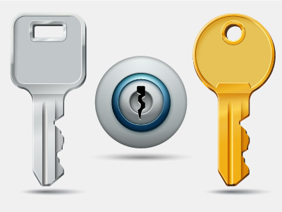 Keys and keyhole icons