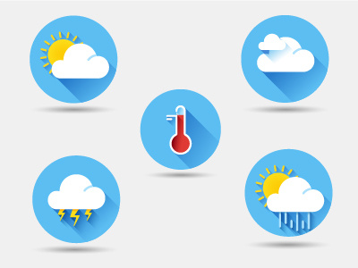 Flat weather icons cloud flat icon icons illustration long shadow vector weather
