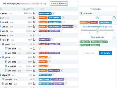 Prototype of treeview with filters and notice