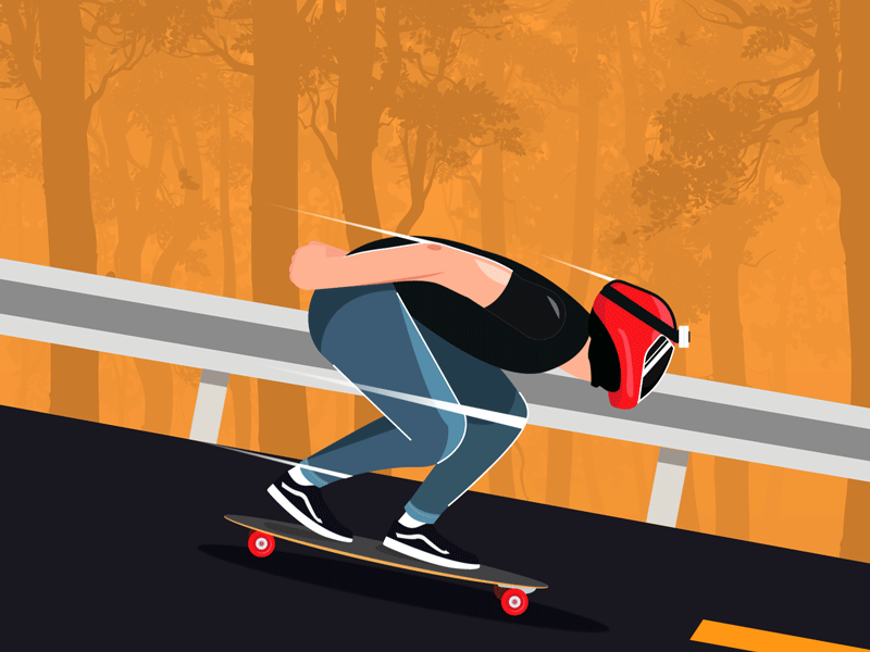 Downhill after effects animated animated gif animation design downhill illustration longboard loop motion motion design skate skateboard