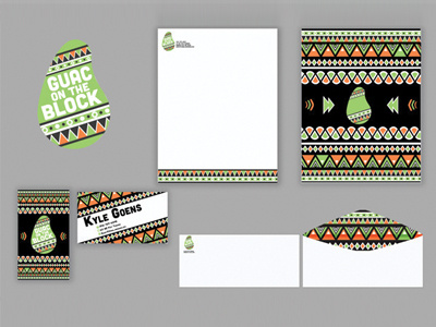 Guac on the Block branding pattern stationary