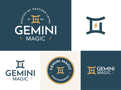 Gemini Magic astrology brand branding design illustration lightning logo magic mark photographer photography vector