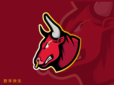 Ox Mascot Logo branding bull chinese new year design esports football gaming illustration logo lunar new year mark minotaur ox sports vector year of the ox