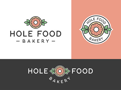 Hole Food Bakery baker bakery baking brand branding confections design donut doughnut floral flower graphic design illustration leaves logo mark vector