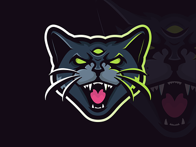 Black Cat Mascot Logo black cat branding cat e-sports fall football gaming graphic design halloween logo mascot october spooky sports