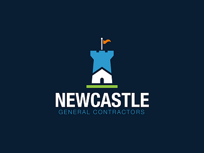 Newcastle brand branding castle construction flag house letter logo renovation