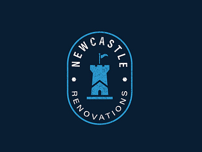 Newcastle V2 badge brand branding castle construction flag house letter logo renovation