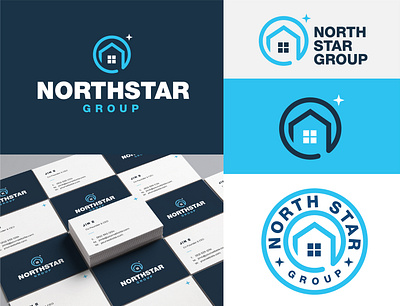 NorthStar Group badge brand branding construction design house letter logo mark n north star renovation repair star vector