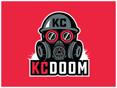 KC DOOM branding distressed gas mask illustration logo mascot mask paintball sport vector