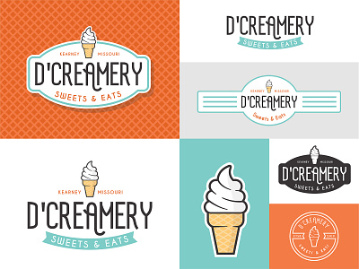 D'Creamery badge brand burger diner food ice cream logo design mark rebrand restaurant retro vintage