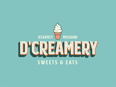 D'Creamery brand branding design diner illustration lettering logo mark rebrand retro typography vintage