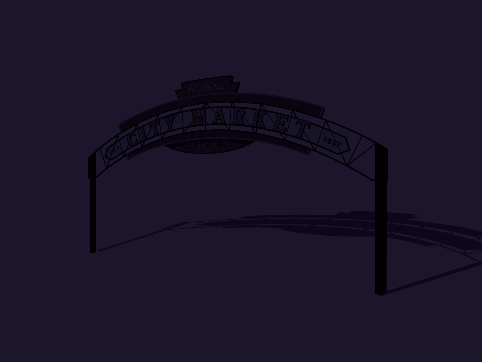 Kansas City - City Market 3d animation city design farmers market gif historic illustration kansas city kc kcmo lights loop midwest minimalist missouri neon night shadow sign