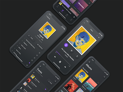 Music Player App - BassBooster Redesign app dark app dark mode dark theme dark ui neon colors neumorphism ui ux