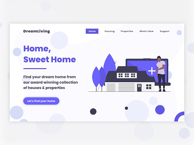 Landing Page for Housing Website - Daily UI 003 app design flat illustration illustrator minimal ui ux web web design website
