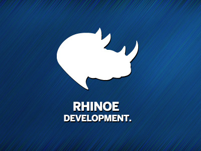 Rhinoe Development blue logo rhino