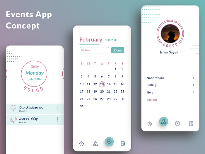 Events app by Islam Sayed on Dribbble