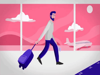 Motion Cuts 007 | MonkeyBusiness airplane airport animation animation 2d animation after effects bagage character character design illustration line motion motion design motion graphics