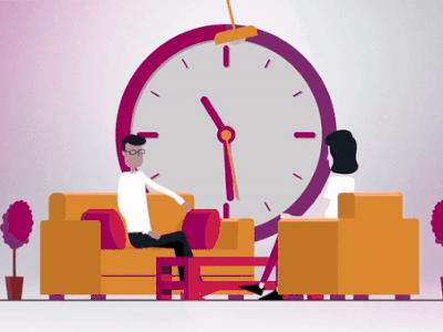 Motion Cuts 063 | MonkeyBusiness animation animation 2d animation after effects clock illustration motion motion design motion graphics sofa time waiting room