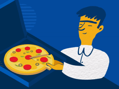 Motion Cuts 240 | MonkeyBusiness animation animation 2d animation after effects blue character hungry illustration man motion motion design motion graphics pizza