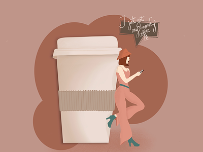 Mondays business busy coffee girl hustle illustration ipad monday mondaymood phone procreate summer text warmcolors work