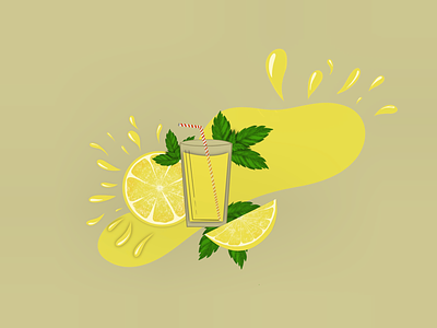 Limonade drawing hot illustration juice lemon limonade mint procreate summer yellow