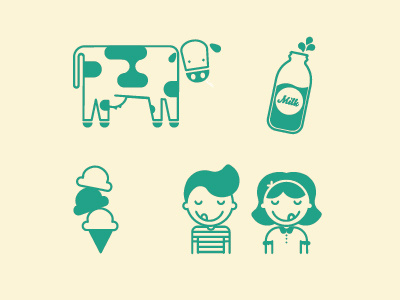 Ice Cream Icons branding cow cute happy ice cream icon identity illustration kids logo milk vector
