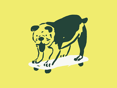 Skate Guy bulldog dog illustration skateboarding vector