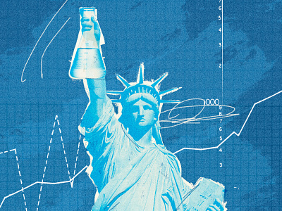 Liberty + Science collage illustration science