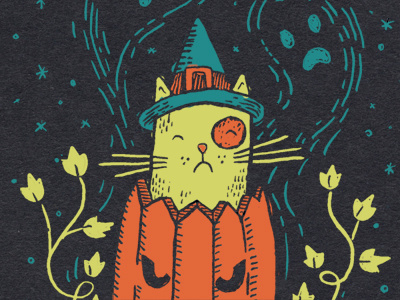 Grumpy Halloween Cat cats cute design fall ghosts halloween illustration october print pumpkins spot color texture