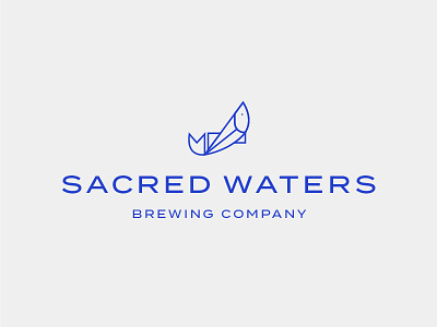 Sacred Waters Brewing II beer fish icon identity logo water