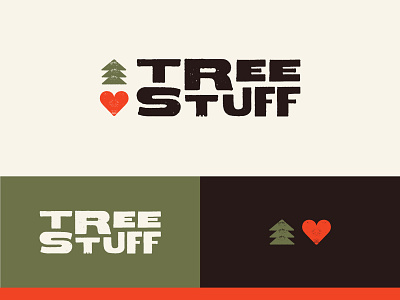 TreeStuff Reject Two arborists handmade heart identity lettering letterpress lockup logo texture tree typography
