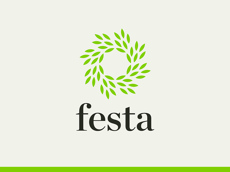 Festa Identity brand branding floral geometric identity illustrative leaves logo natural typography workmark
